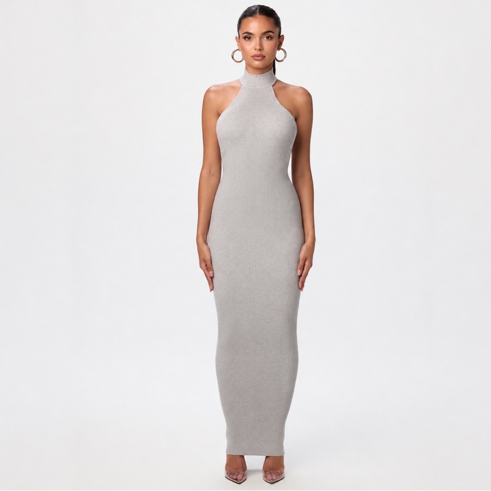 Naked Wardrobe Halter Rib Maxi Dress
